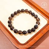  Vòng Tay Thạch Anh Khói 8mm 2A Phối Charm Mạ Bạc 