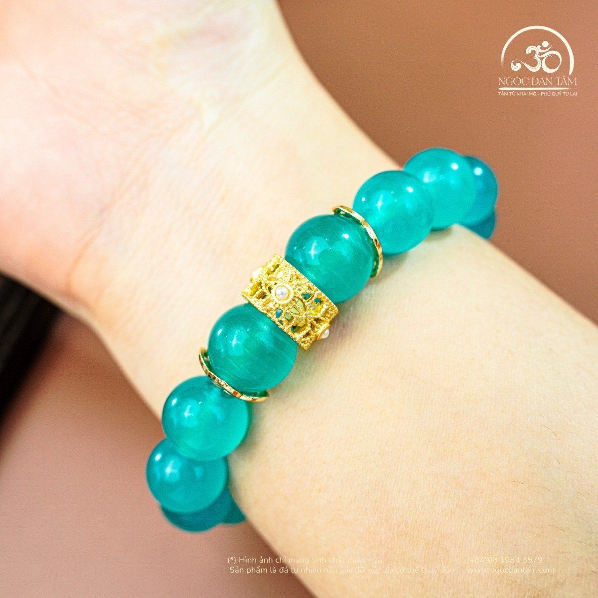  Vòng Tay Đá Amazonite 11mm 5A Phối Charm 