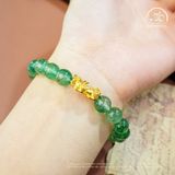  Vòng Tay Thạch Anh Dâu Tây Xanh Phối Charm Tỳ Hưu 8mm 2A 
