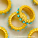  Charm Nhẫn Đính Đá Turquoise - Kim Loại Mạ Vàng Cao Cấp 