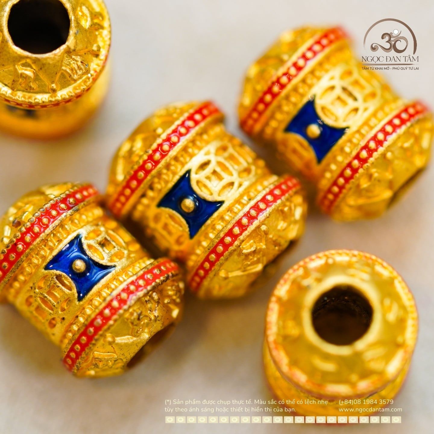  Charm Vạn Phúc 12,79mm - Kim Loại Mạ Vàng Cao Cấp 