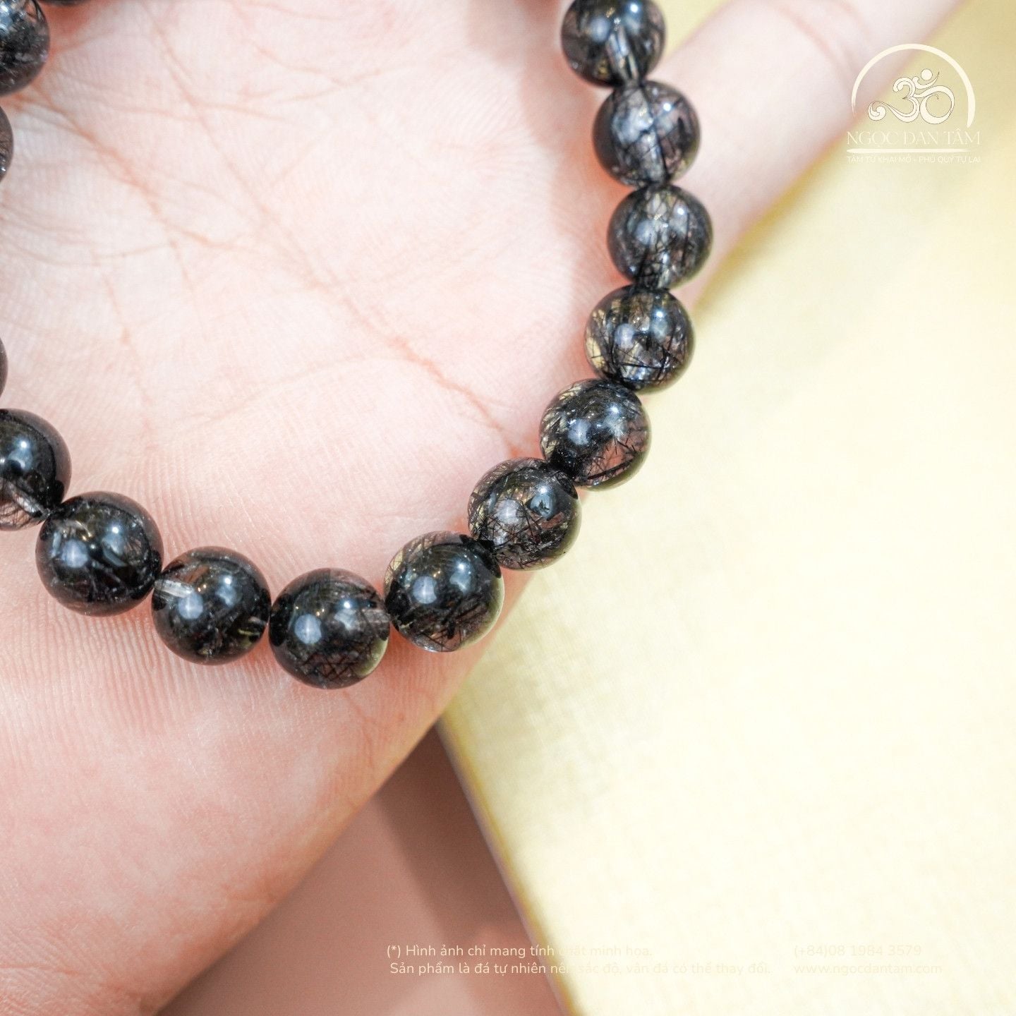  Vòng Tay Thạch Anh Tóc Đen 8mm 8A 