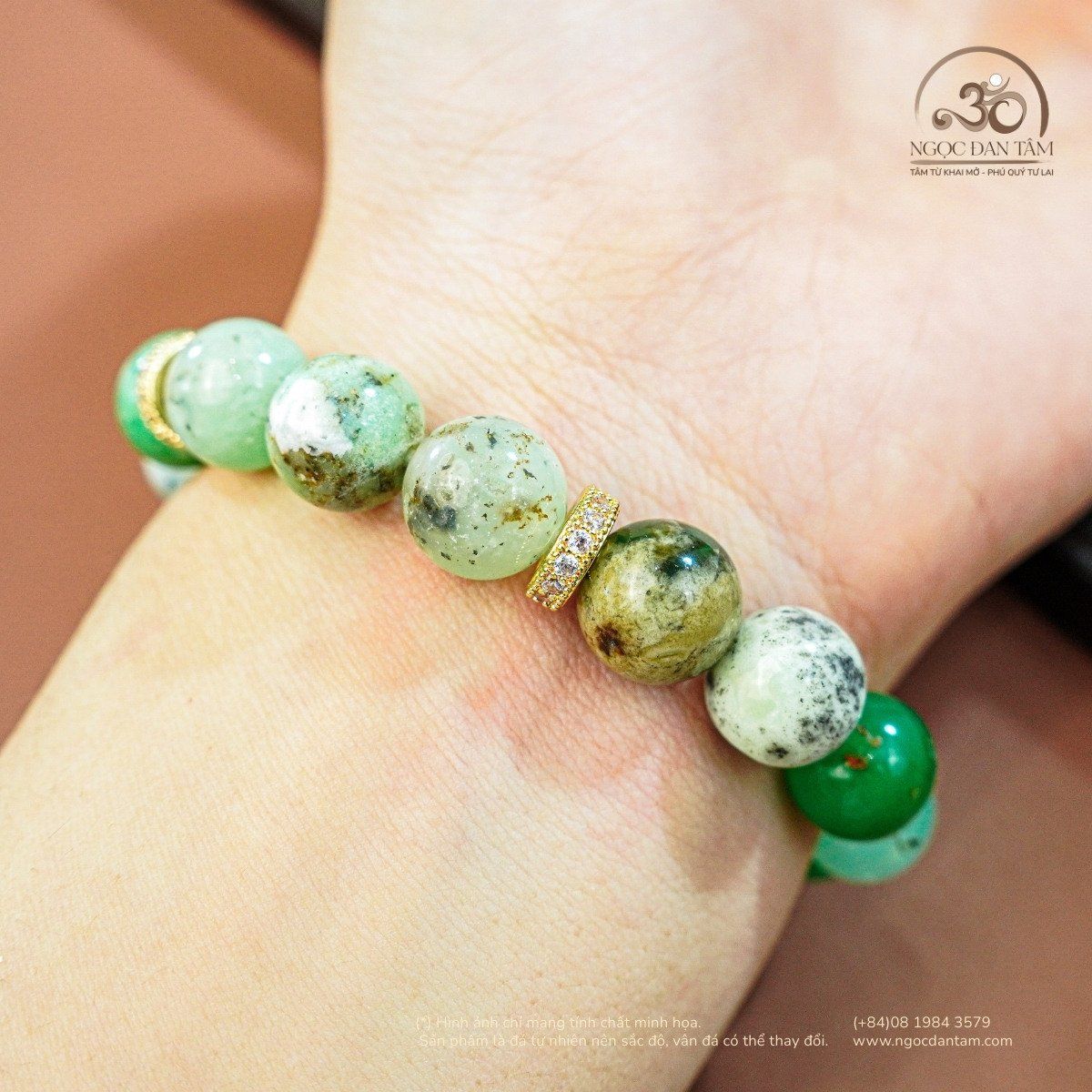  Vòng Tay Cẩm Thạch Úc Phối Charm 10mm 2A 