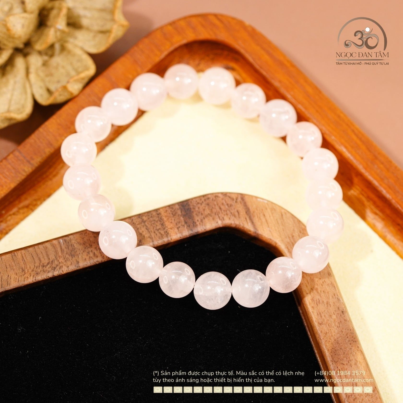  Vòng Tay Thạch Anh Hồng Đậm 8mm 4A 