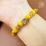  Vòng Tay Đá Mắt Hổ Vàng 8mm 6A Phối Charm Vuông 