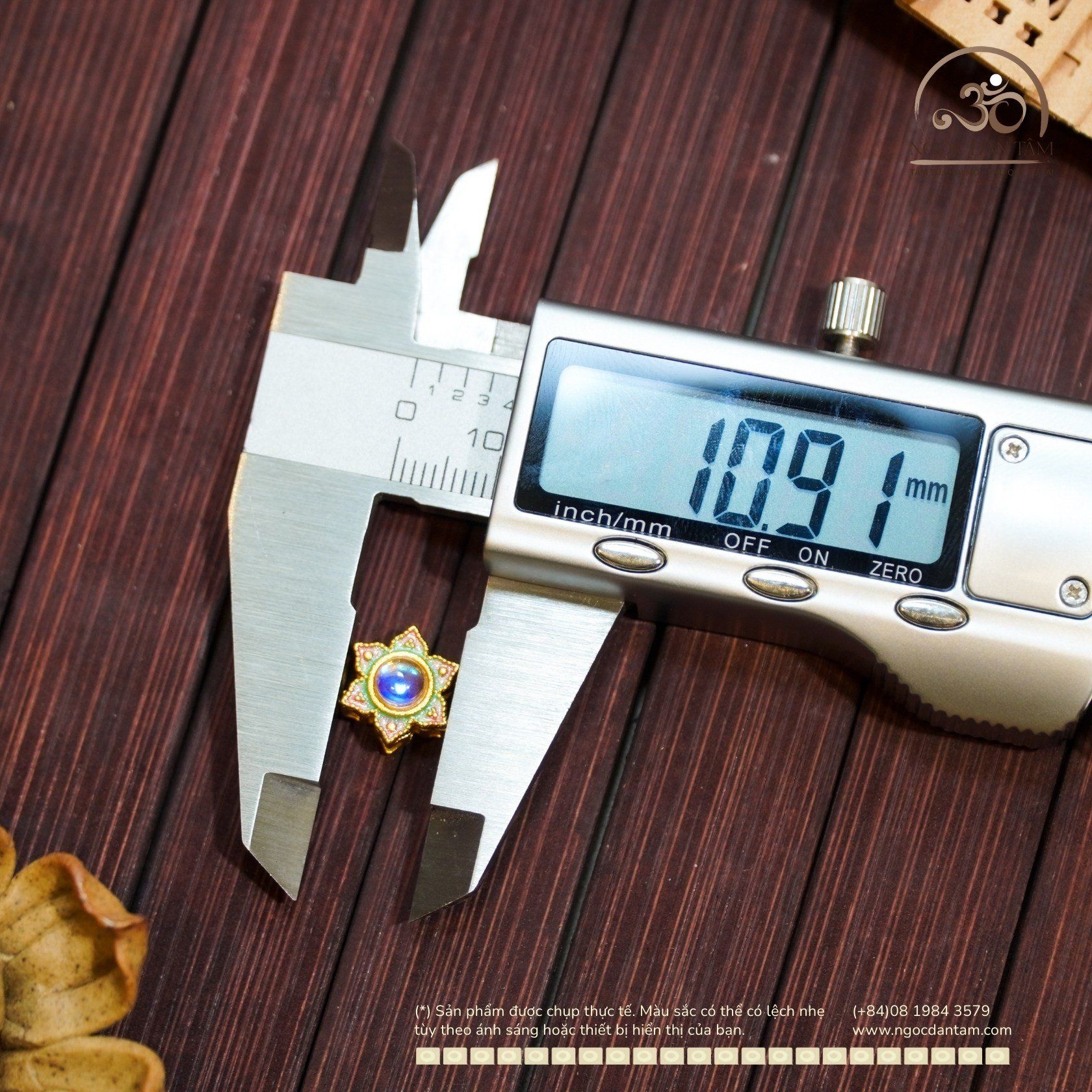  Charm Hoa Đính Đá Trắng 10,91mm - Kim Loại Mạ Vàng Cao Cấp 