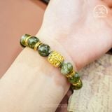  Vòng Tay Mắt Rồng Xanh Phối Charm Lu Thống Tỳ Hưu 10mm 2A 