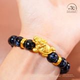  Vòng Tay Đá Giông Bão 9mm 5A Phối Charm Long Quy 
