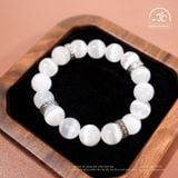  Vòng Tay Selenite 3A - 10mm Phối Charm Bạc Chữ Vạn 