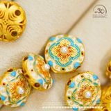  Charm Sứ Thanh Hoa Đính Ngọc Trai 13,30mm - Kim Loại Mạ Vàng Cao Cấp 