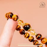  Vòng Tay Mắt Hổ Vàng Nâu 8mm 5A Phối Đá 