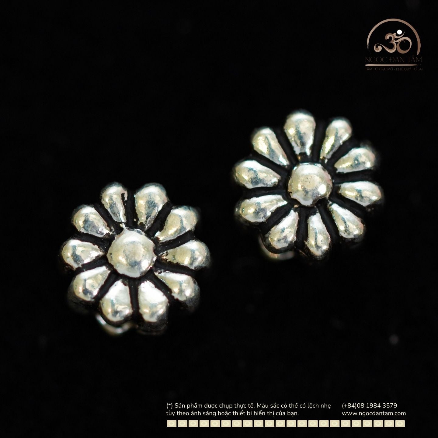  Charm Đệm Hoa Cúc 6mm - Bạc Cao Cấp 