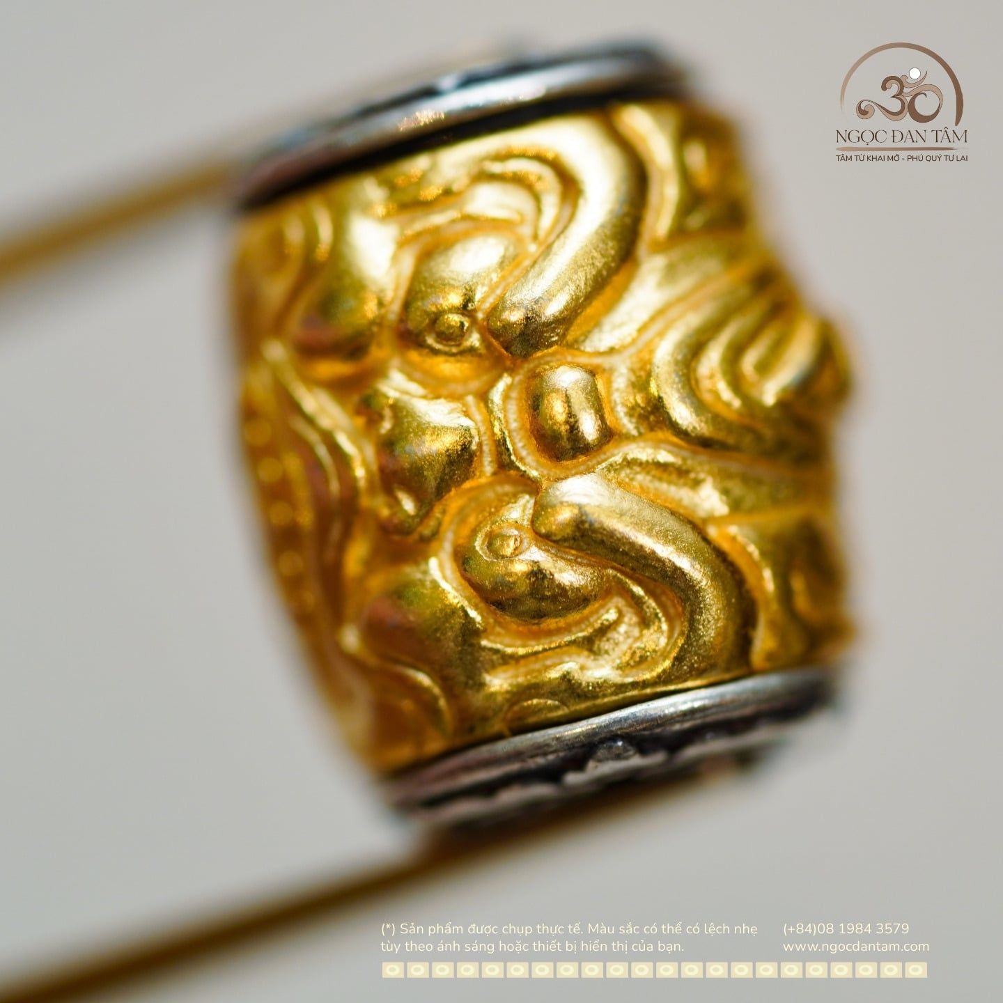  Charm Hạt Tỳ Hưu 2 Màu 12,43mm - Bạc 925 Mạ Vàng Cao Cấp 