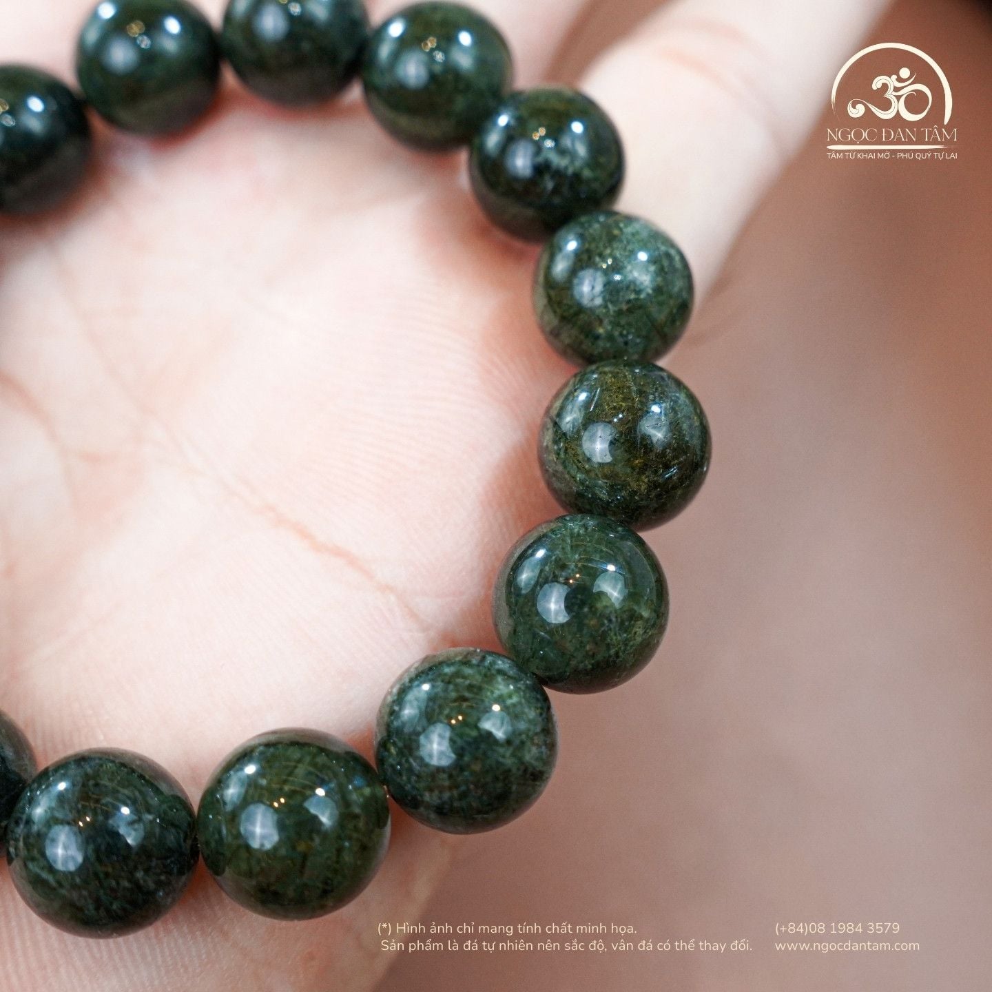  Vòng Tay Đá Thạch Anh Tóc Xanh 3A 11mm 
