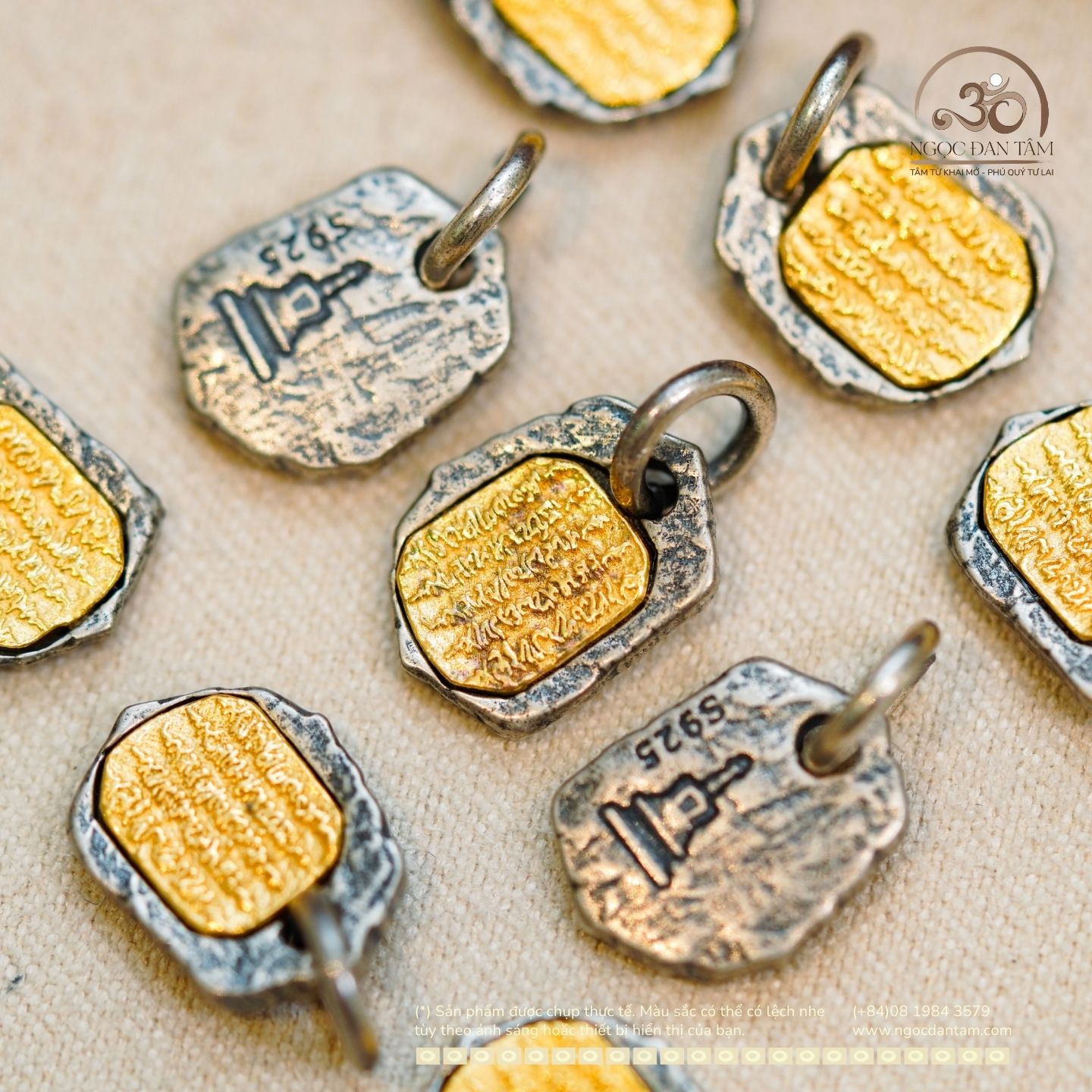  Charm 5 Dải Thách 9,47mm - Bạc 925 Mạ Vàng Cao Cấp 