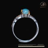  Nhẫn Bạc 925 Đính Đá Opal Viền Vàng 6x8mm 