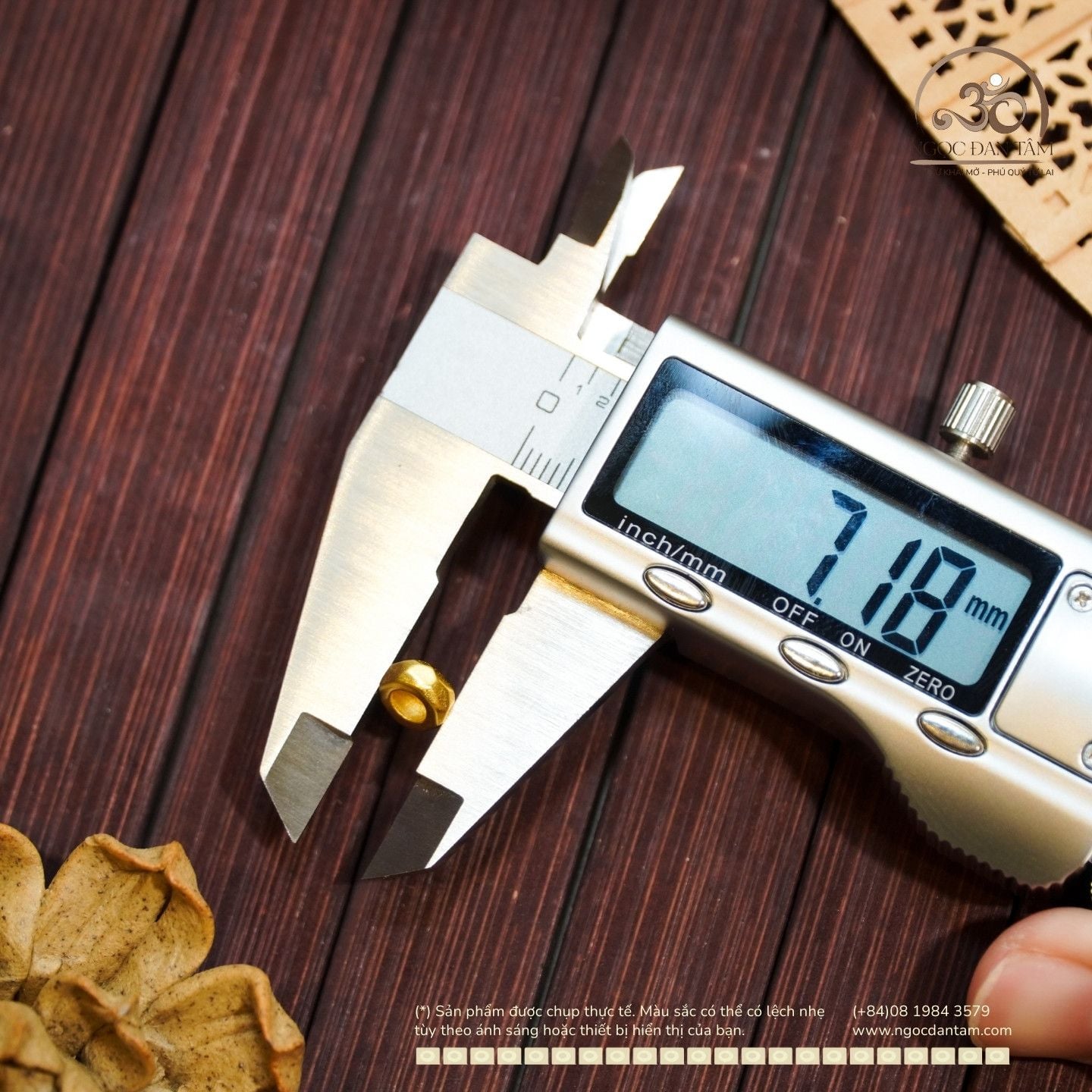  Charm Tròn Lục Giác 7mm - Bạc 925 Mạ Vàng Cao Cấp 