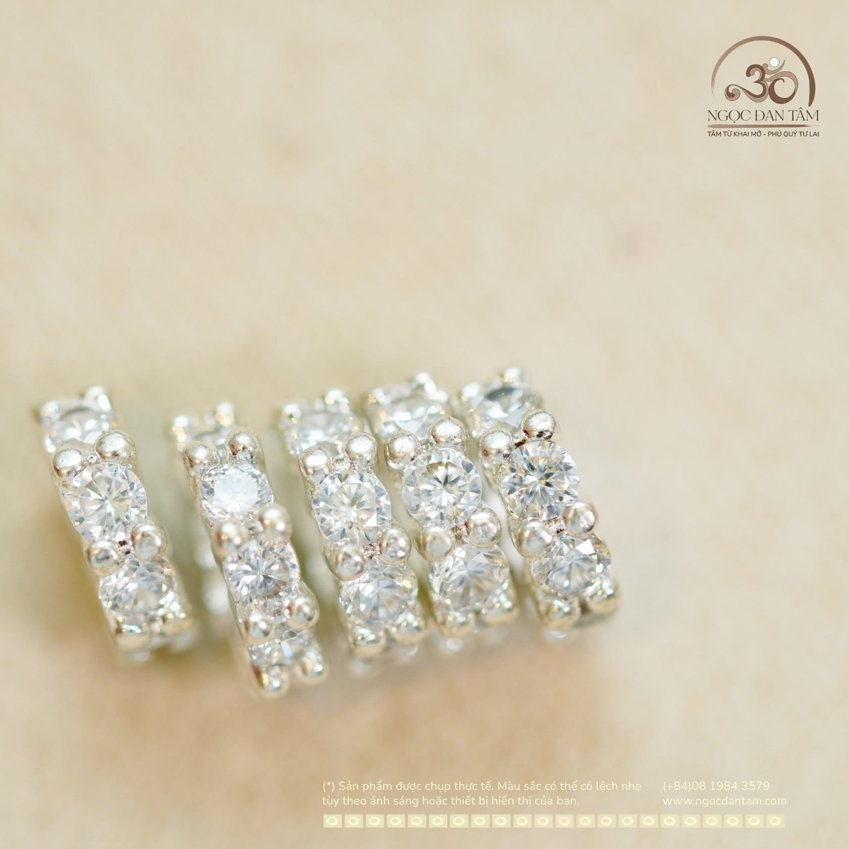  Charm Đệm Bạc Lấp Lánh 8mm - Bạc Cao Cấp 