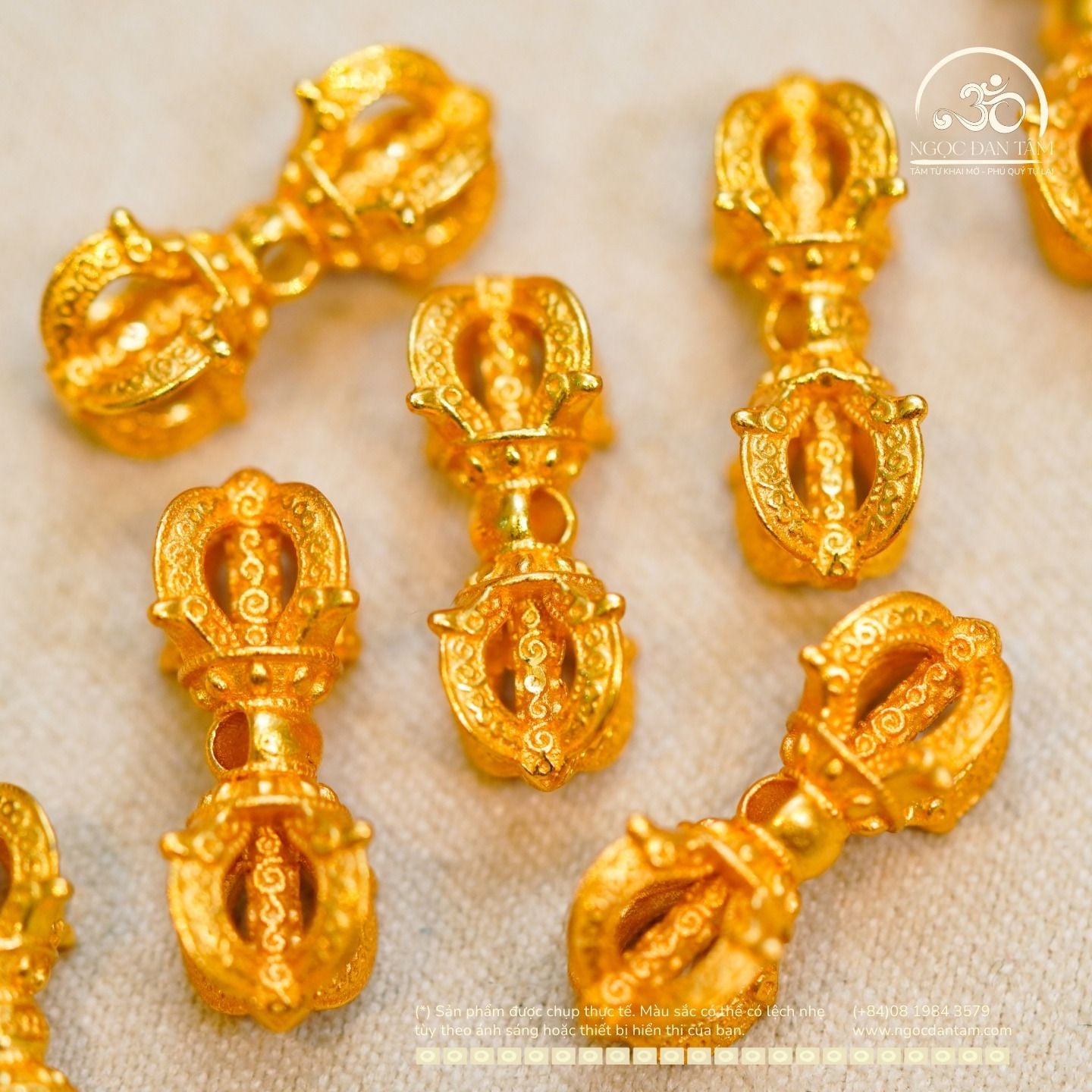  Charm Kim Cương Chử (Vajra) - Bạc 925 Mạ Vàng Cao Cấp 