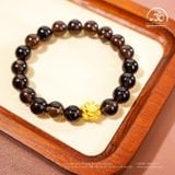  Vòng Tay Thạch Anh Khói 8mm 2A Phối Charm Hoa Sen 