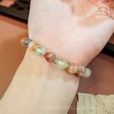  Vòng Tay Đá Mặt Trời Đa Sắc Phối 8mm Charm Mạ Vàng 