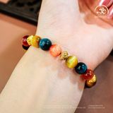  Vòng Tay Đá Mắt Hổ Tam Tài 8mm 5A Phối Charm 