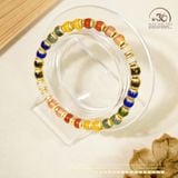  Vòng Tay Đá Ngũ Sắc Viền Pha Lê 