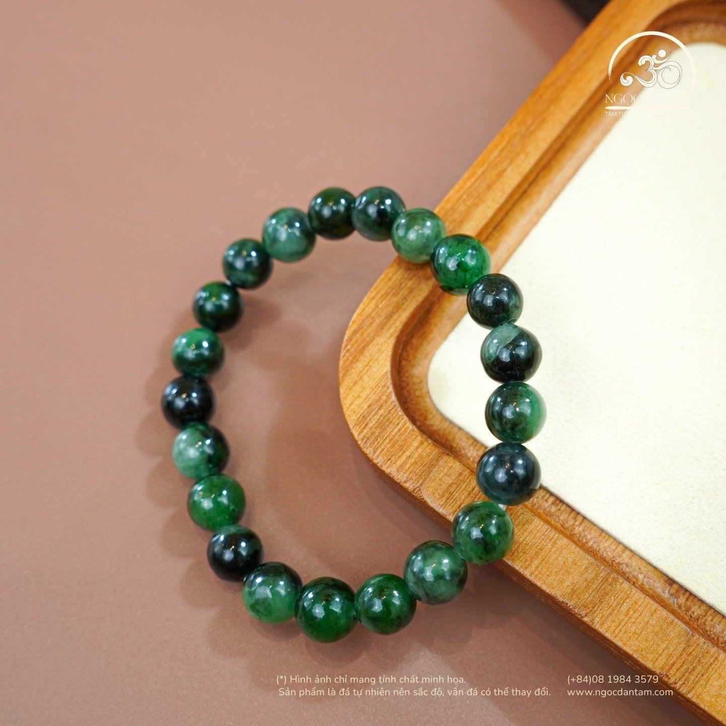  Vòng tay Cẩm Thạch Xanh Lý 8mm 