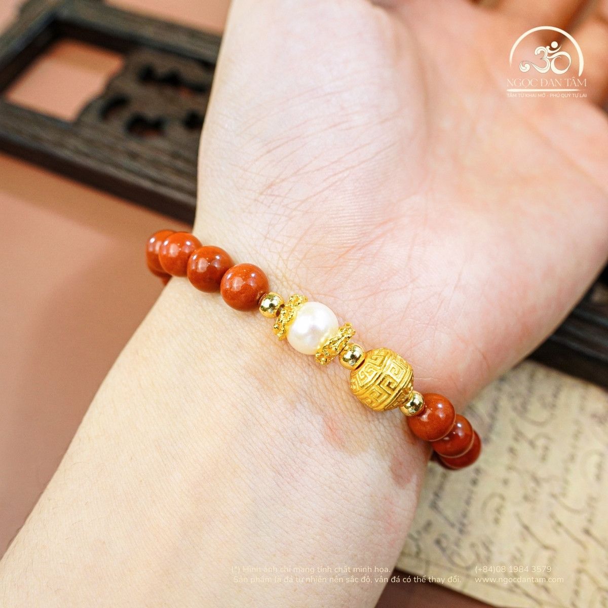  Vòng Tay Hồng Ngọc Cát Tường ( Ngọc Bích Đỏ 7mm 5A ) 