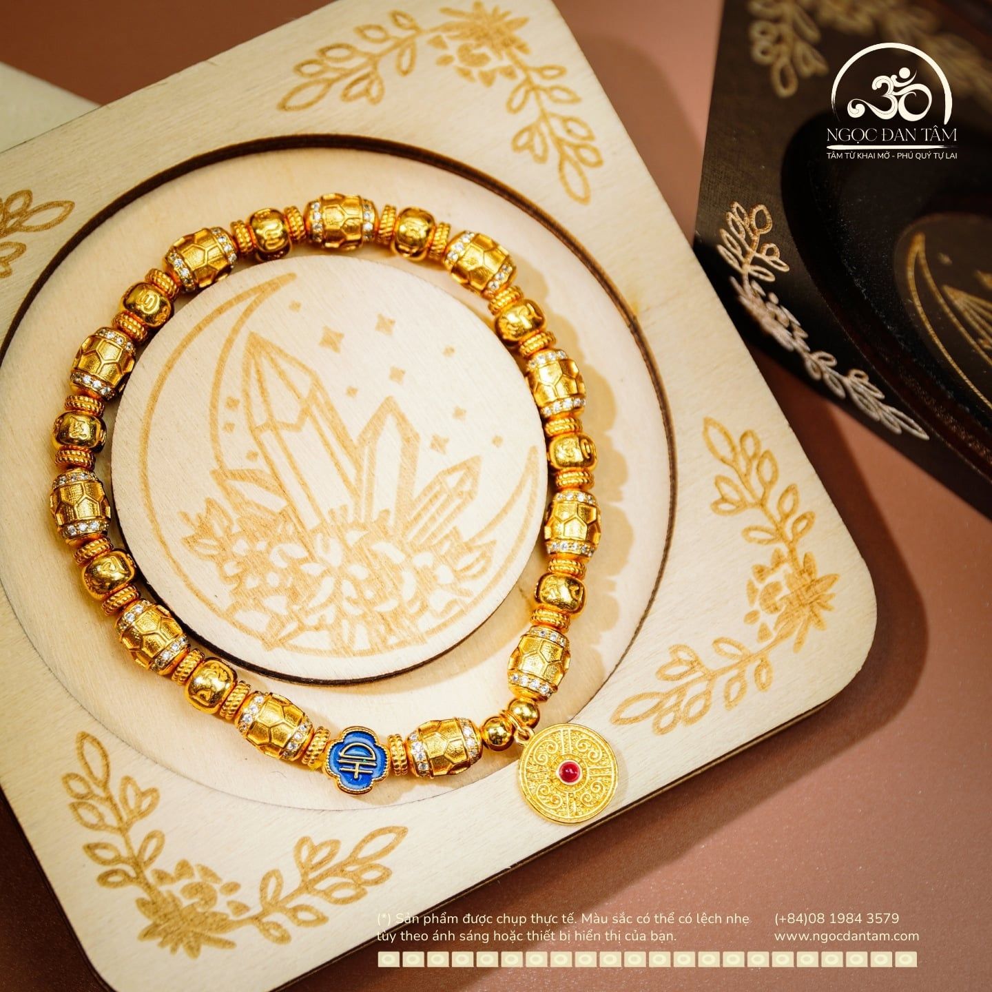  Lắc Tay Bạc Mạ Vàng Mai Rùa Cát Tường 