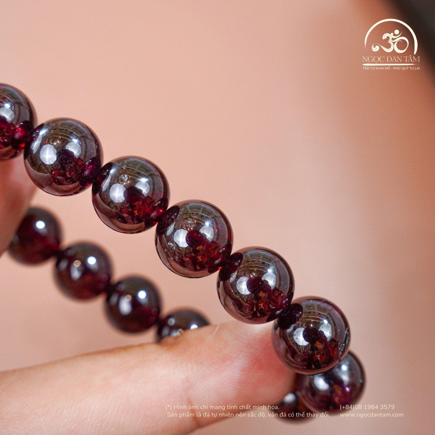  Vòng Tay Đá Garnet Tím 11mm 5A 