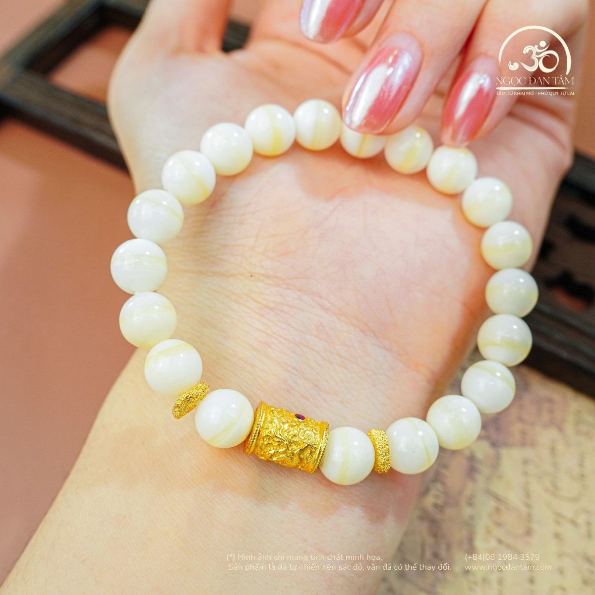  Vòng Tay Vỏ Sò Tai Tượng Phối Charm Lu Thống 