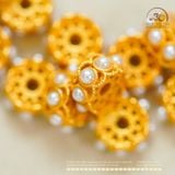  Charm Hoa bạc mạ vàng 8,86mm - Bạc 925 Mạ Vàng Cao 