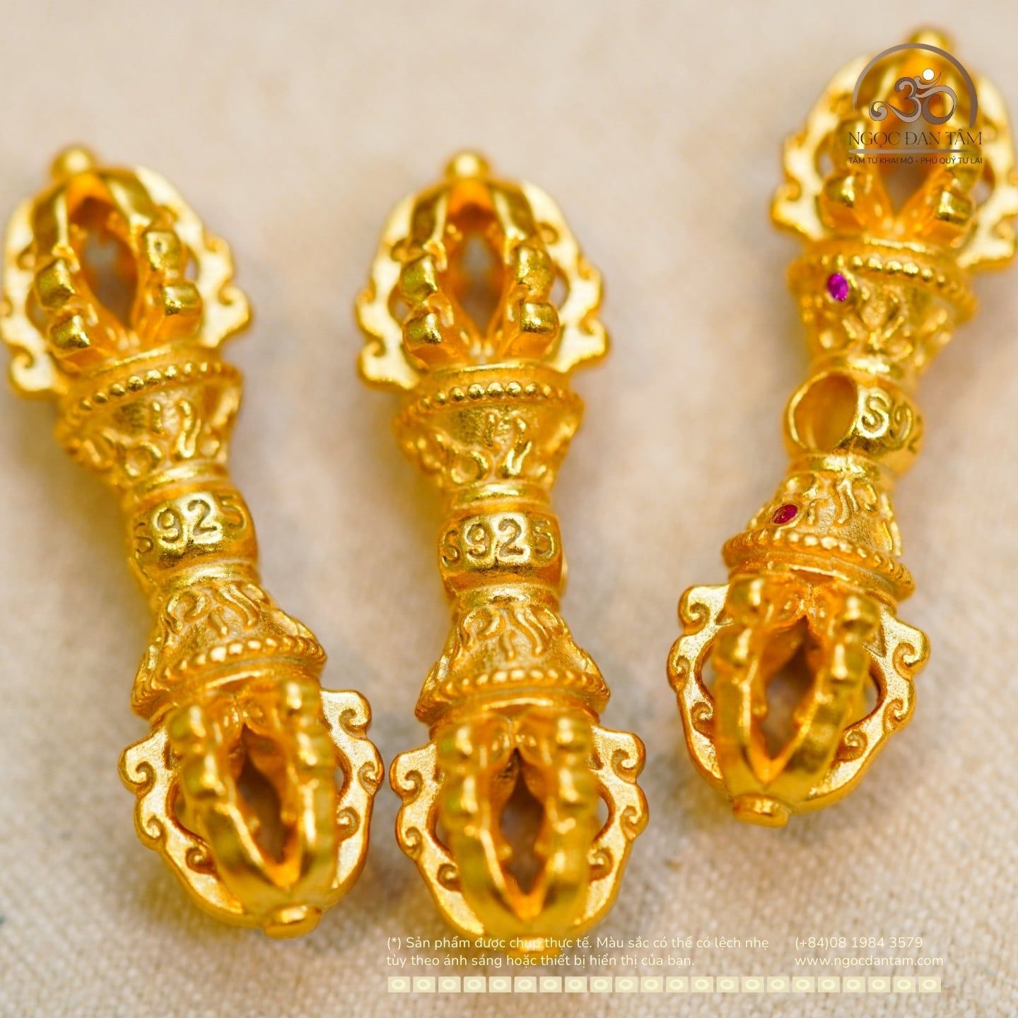  Charm Chày Kim Cang (lớn) - Bạc 925 Mạ Vàng Cao Cấp 