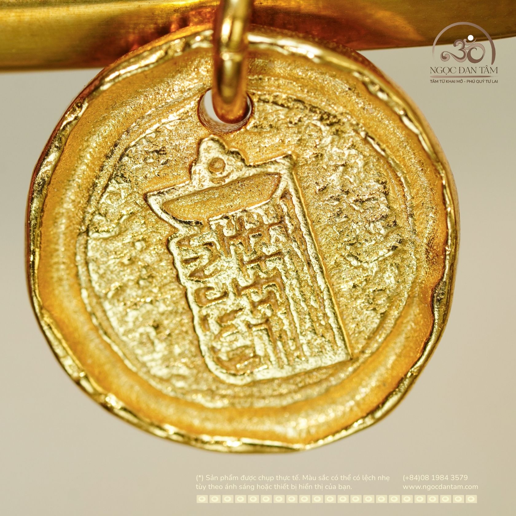  Mặt Dây Chuyền Tròn Đèn Vàng - Bạc 925 Mạ Vàng Cao Cấp 