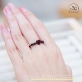  Nhẫn Bạc Đen 925 Đính Đá Garnet 6mm 