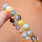  Vòng Tay Mã Não Botswana 2A - 8mm Phối Charm Mặt Sư Tử 