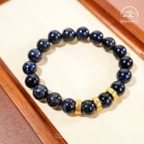  Vòng Tay Đá Giông Bão 9mm 5A Phối Charm Bạc Mạ Vàng 