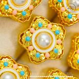  Charm Ngôi Sao Đính Ngọc Trai 22,13mm - Kim Loại Mạ Vàng Cao 