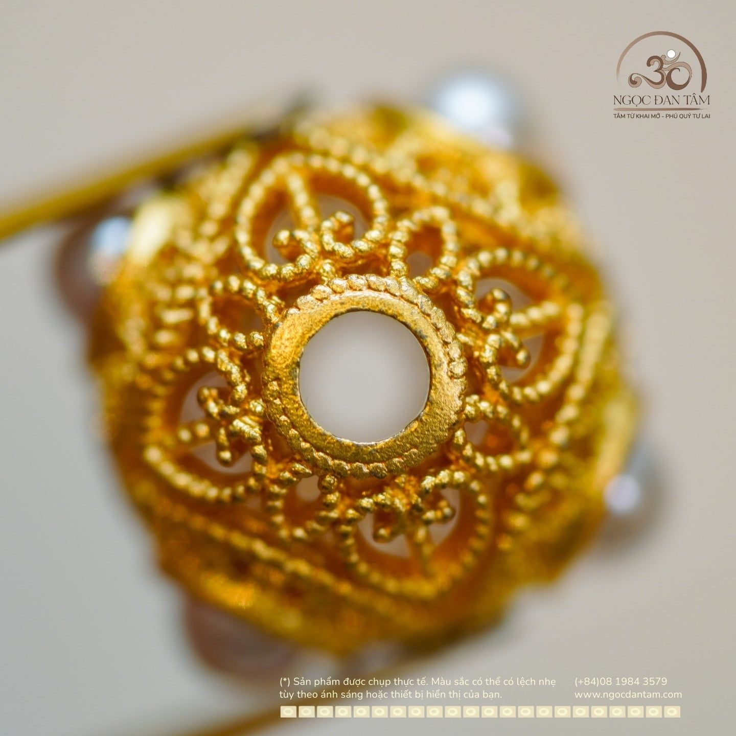  Charm Đệm Túi Cầu Ngọc Trai 11,49mm - Kim Loại Mạ Vàng Cao Cấp 