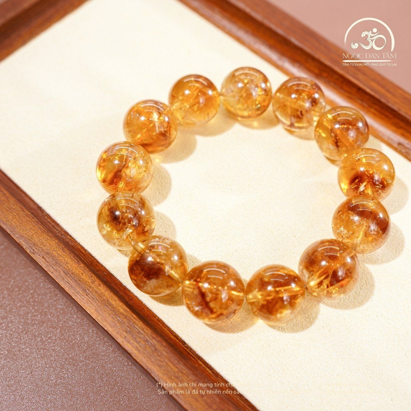  Vòng Tay Thạch Anh Vàng Hoa Bay 13mm 3A 