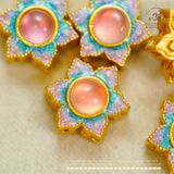  Charm Hoa Nhụy Hồng 10,84mm - Kim Loại Mạ Vàng Cao Cấp 