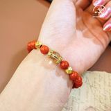  Vòng Tay Ngọc Bích Đỏ 7mm 5A Phối Charm 