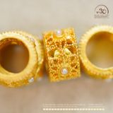  Charm Tròn Đính Ngọc Trai 10.68mm - Kim Loại Mạ Vàng 