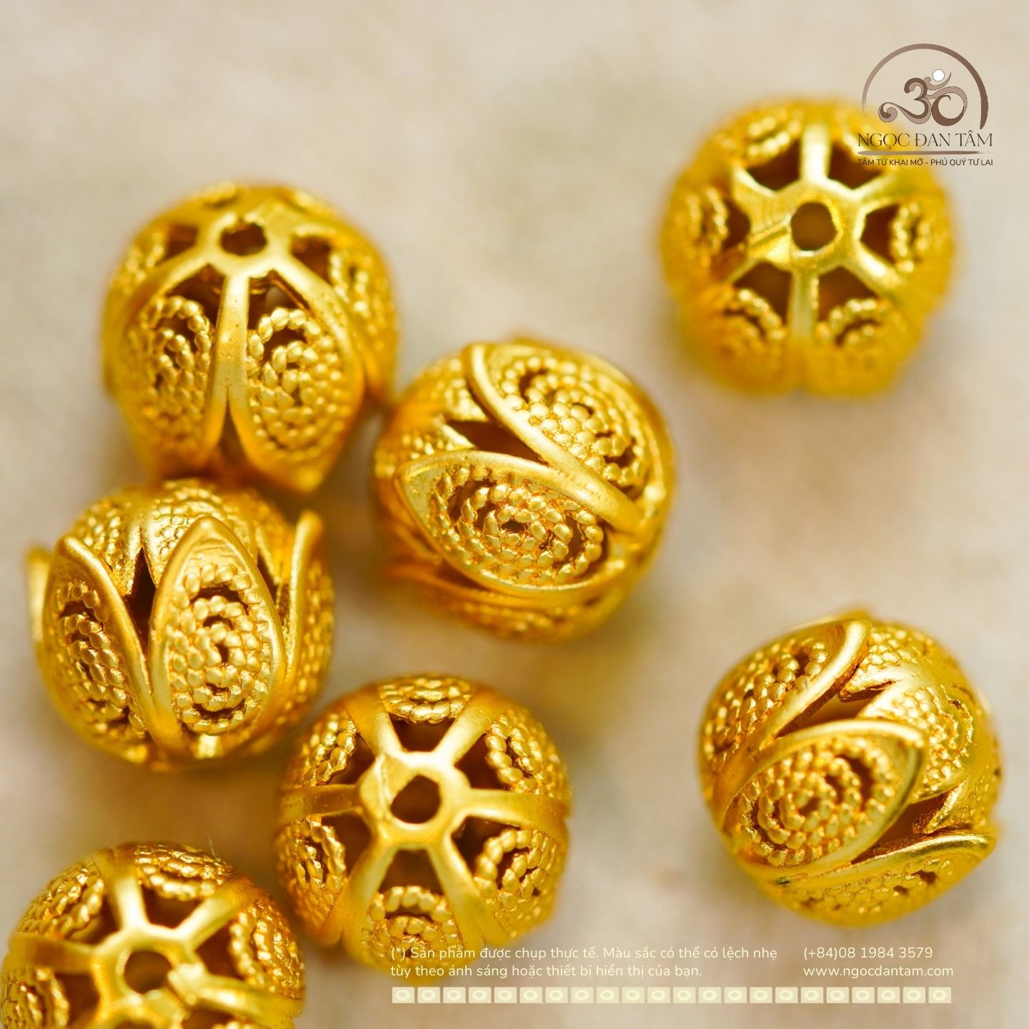  Charm Nụ Hoa 7.16mm - Kim Loai Mạ Vàng Cao Cấp 