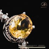  Nhẫn Bạc 925 Đính Đá Thạch Anh Vàng 8x10mm 