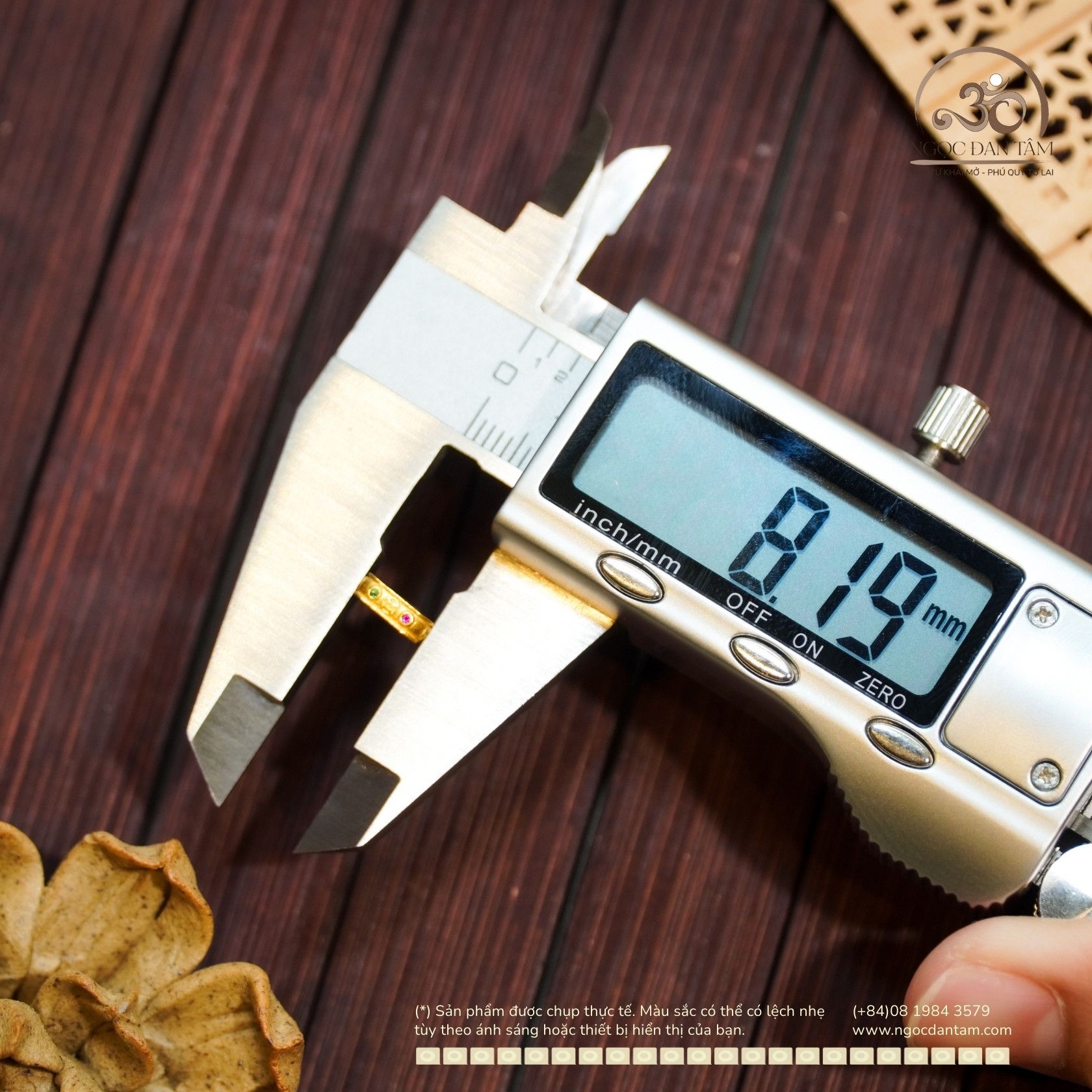  Charm Đệm Vuông Đính Đá 8mm - Bạc 925 Mạ Vàng Cao Cấp 