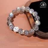  Vòng Tay Đá Xà Cừ 10mm 5A Phối Charm Hoa Sen Bạc 