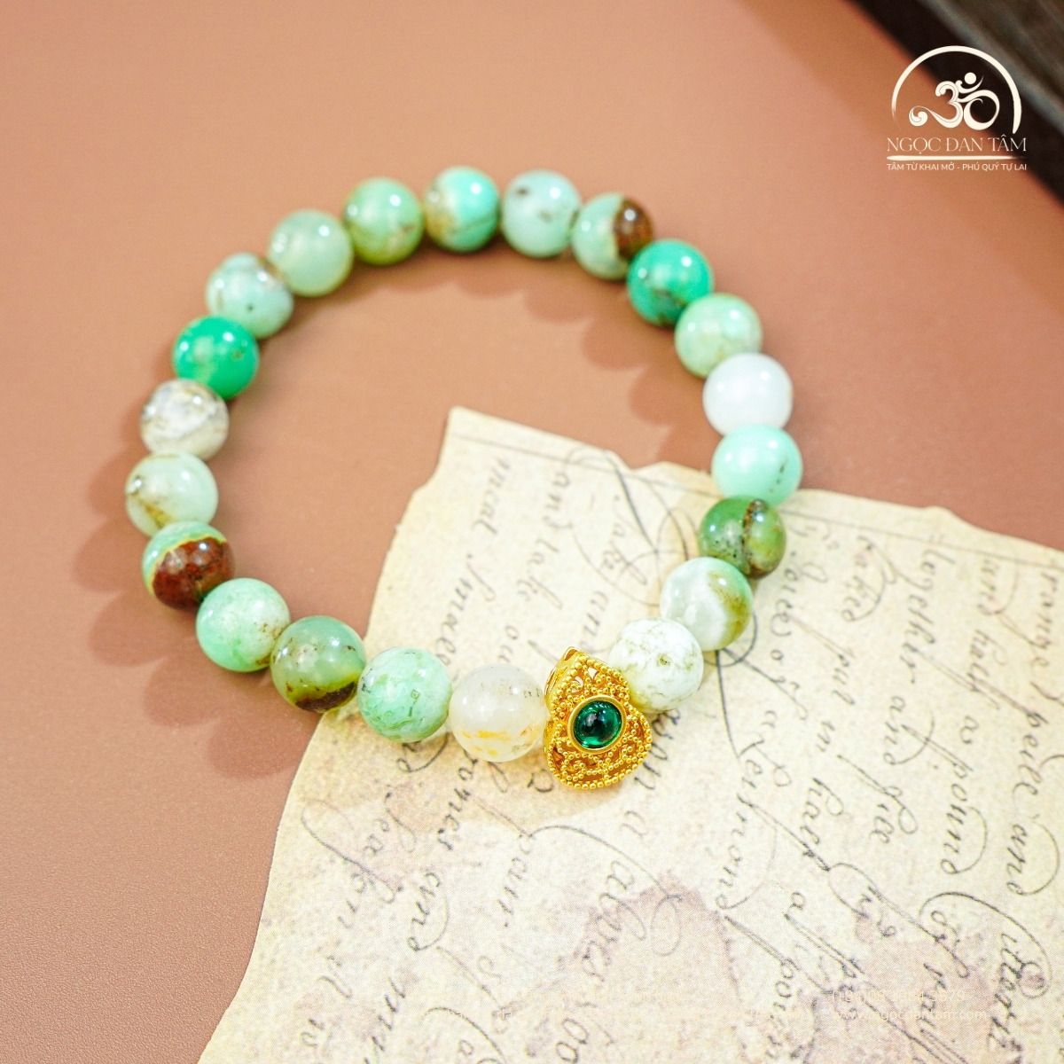  Vòng Tay Đá Cẩm Thạch Úc Phối Charm Hồ Lô 8mm 2A 