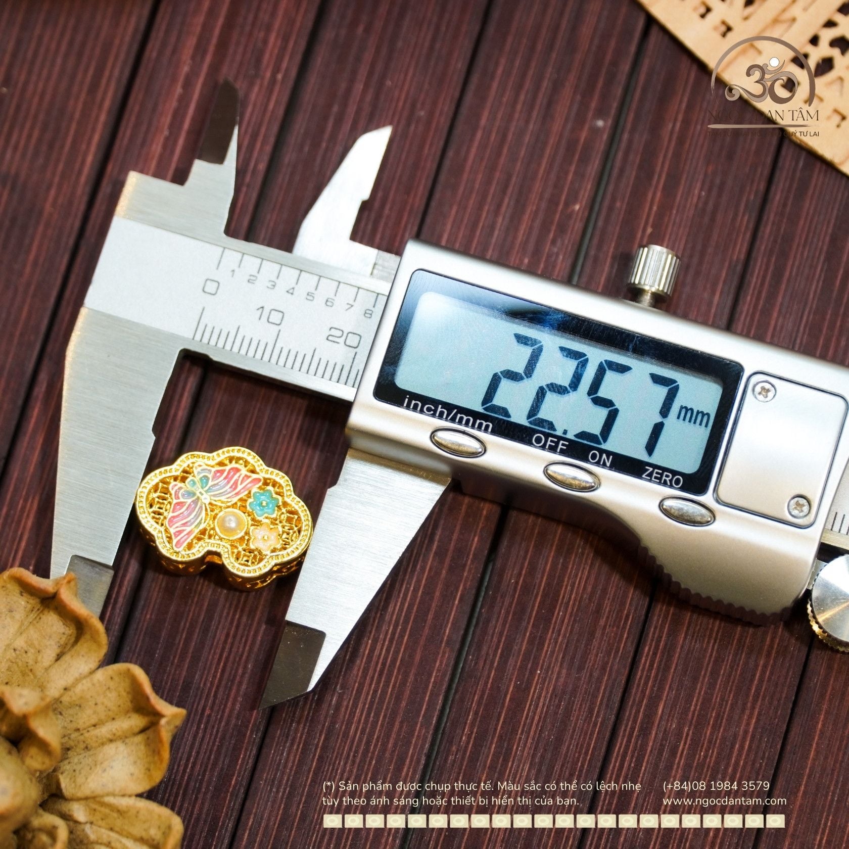  Charm Bướm Mây 22,57mm - Kim Loại Mạ Vàng Cao Cấp 